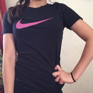 Nike Pink And Black Slim Fit Top