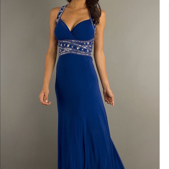 Hailey Logan Criss Cross Open Back Long Prom 7/8