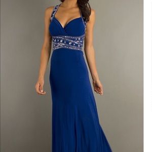 Hailey Logan Criss Cross Open Back Long Prom 7/8