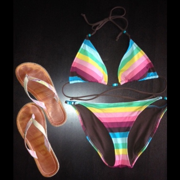 Aeropostale rainbow striped bikini