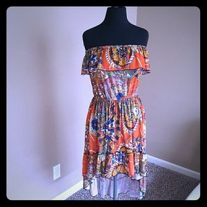 Orange print hi-lo boutique dress