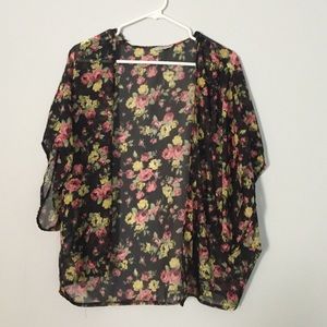 Black floral kimono