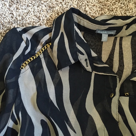 Animal Print Sheer Button Up - Picture 2 of 3