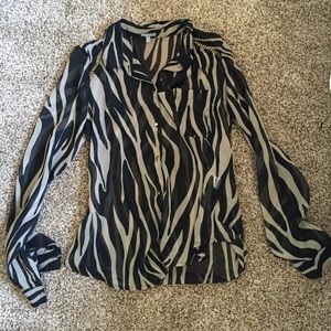 Animal Print Sheer Button Up