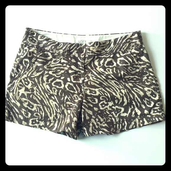 LOFT brown/cream animal print shorts: size 6