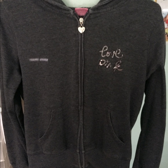 PINK grey zip up sweater