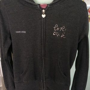 PINK grey zip up sweater