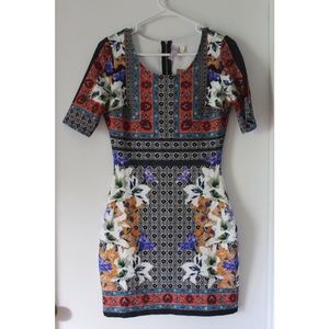 Francesca's Colorful Bodycon Dress w/ Designs