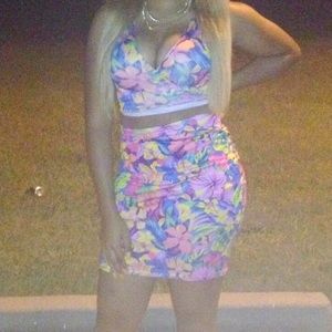Two piece floral skirt set💜