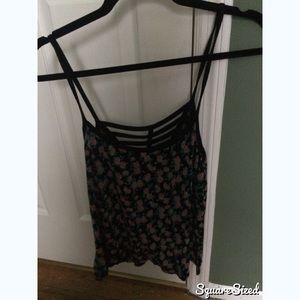 Semi-open back floral tank