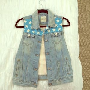 Red White and Blue jean vest
