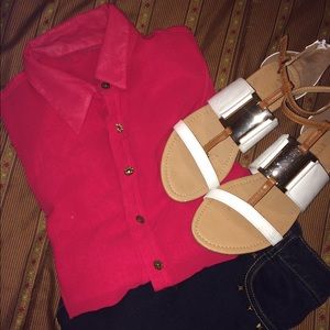 Short Sleeve Pink Shear Top