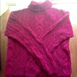 NWOT Cable Knit Turtleneck in Berry Pink - Size M
