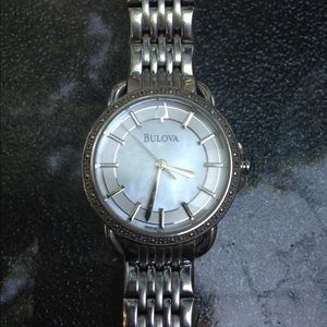 Bulova mother of pearl and diamond watch
