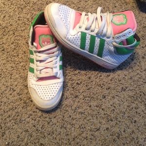 Pink and Green Hi Top Adidas