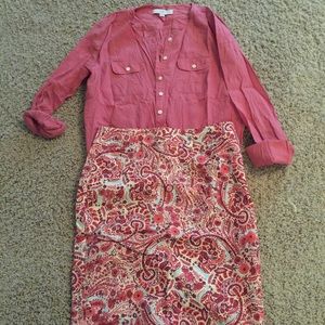 Loft floral pencil skirt/too