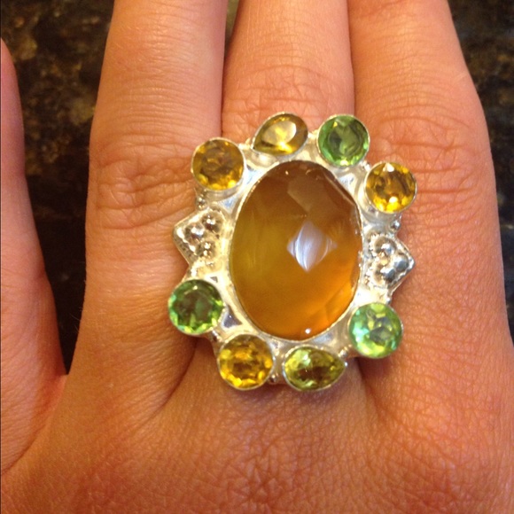 Citrine and Peridot Ring in Sterling!