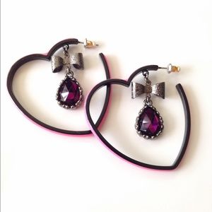 Betsey Johnson Heart Hoop Earrings