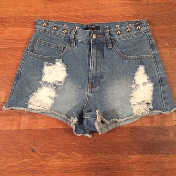 Forever 21 Destroyed Cutoffs - Picture 2 of 4