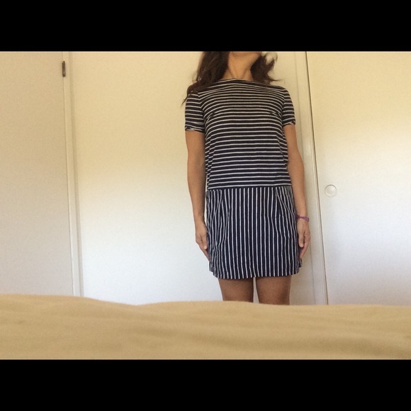 Jcrew Navy and White Striped Shift Dress