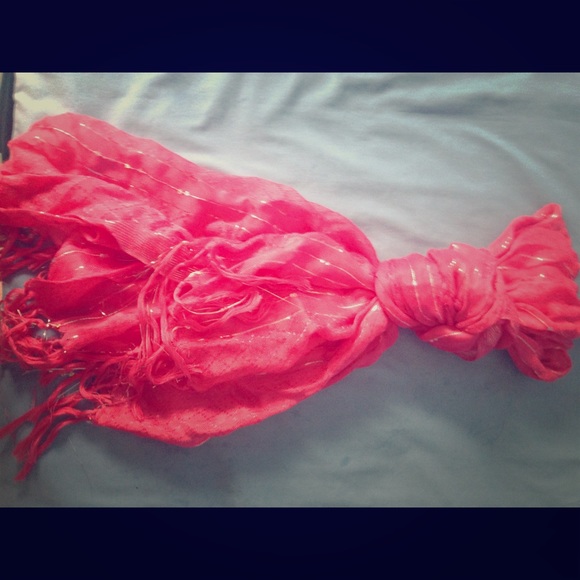 Hot pink scarf with silver sequins, never worn!