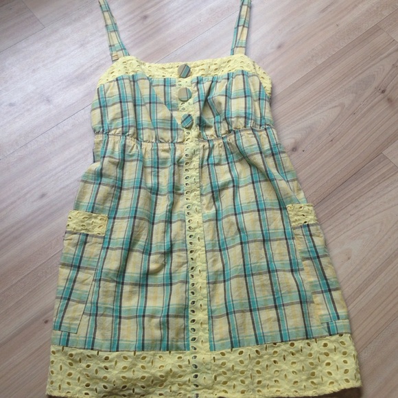 Long plaid sleeveless shirt