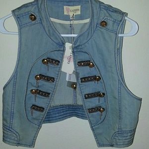 Jean Vest with Gold Hardware