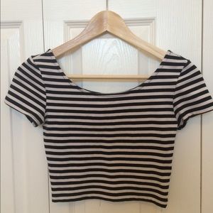 black and white striped crop top