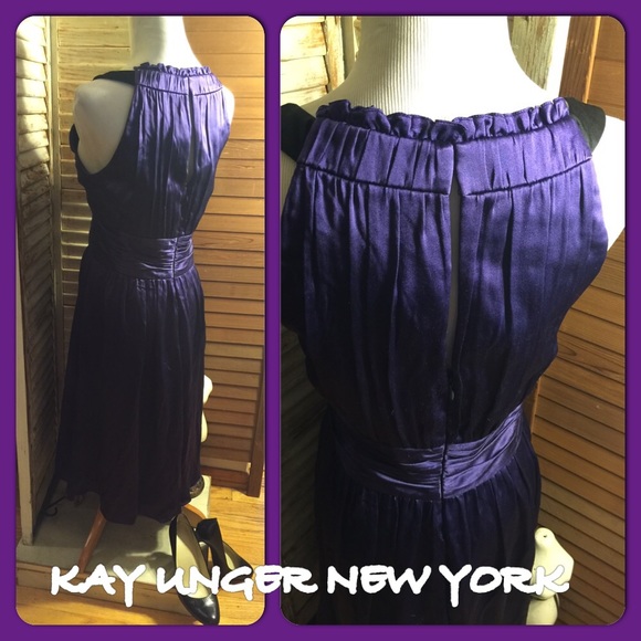 SALE🌷SZ 14-KAY UNGER NY PURPLE SILK FORMAL DRESS - Picture 2 of 4