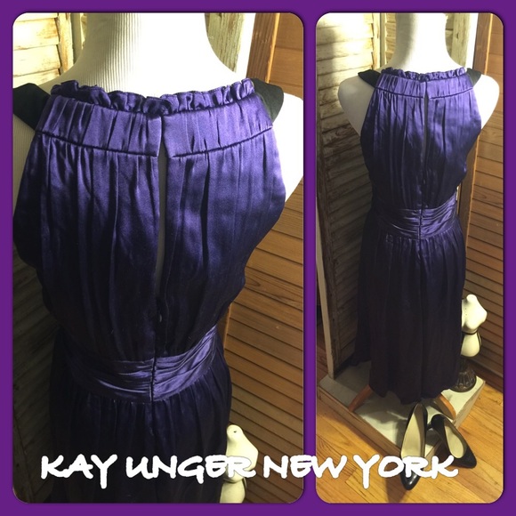 SALE🌷SZ 14-KAY UNGER NY PURPLE SILK FORMAL DRESS - Picture 3 of 4