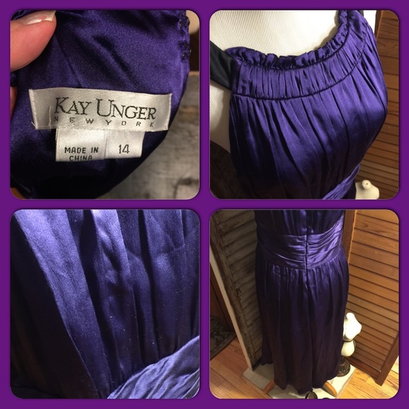 SALE🌷SZ 14-KAY UNGER NY PURPLE SILK FORMAL DRESS - Picture 4 of 4