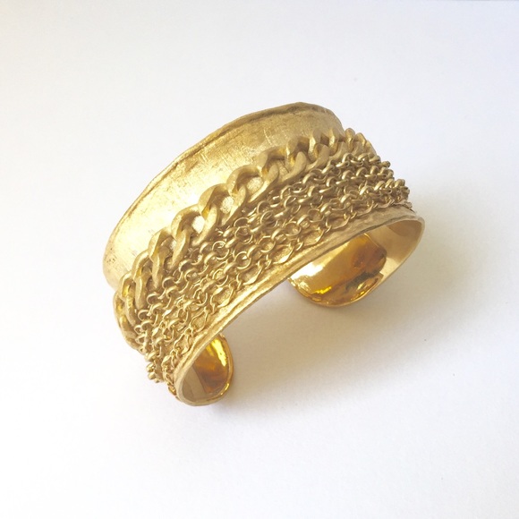 Brand New! Gold Cuff With Chain Detail