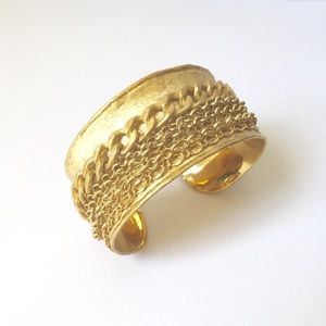 Brand New! Gold Cuff With Chain Detail