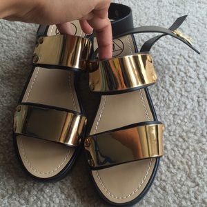 Gold strappy sandals
