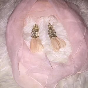 Great Gatsby Style Pink Feather Earrings