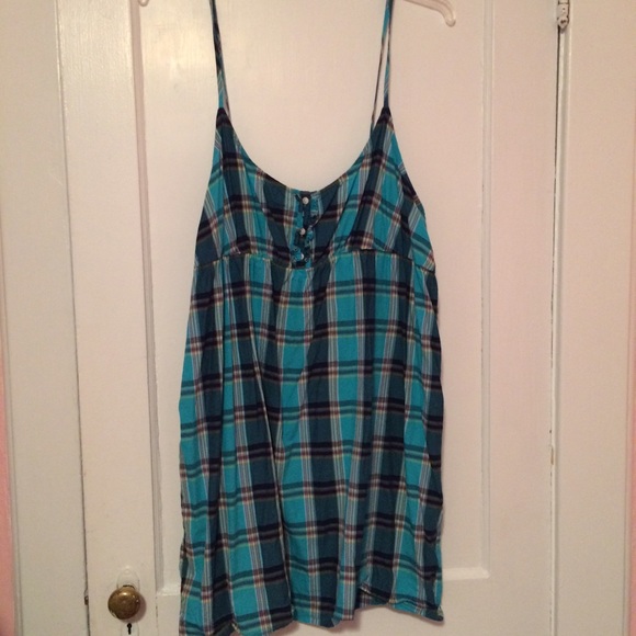 SOLD-Old Navy Blue Plaid Dress - Picture 2 of 3
