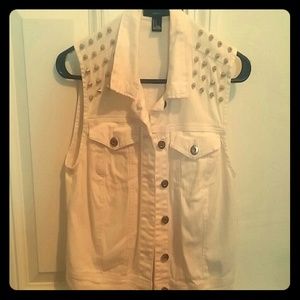 Gold studded white vest