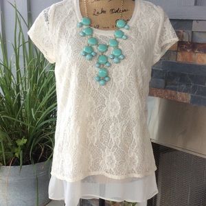 💎 White Lace High Low Tunic