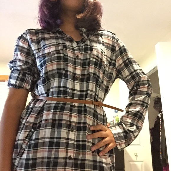 Button Up Plaid Dress