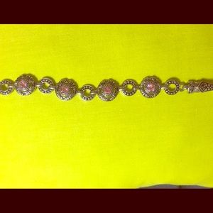 Sterling silver bracelet with pink stones