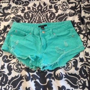 Turquoise forever 21 shorts