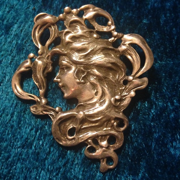 Vintage Jewelry - Antique vintage Sterling art nouveau goddess pend
