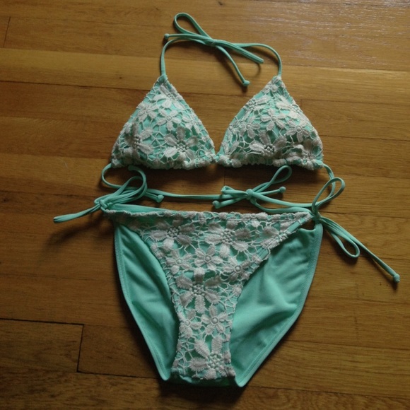 ✂️Turquoise Lace Bikini Set