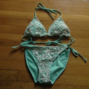 ✂️Turquoise Lace Bikini Set
