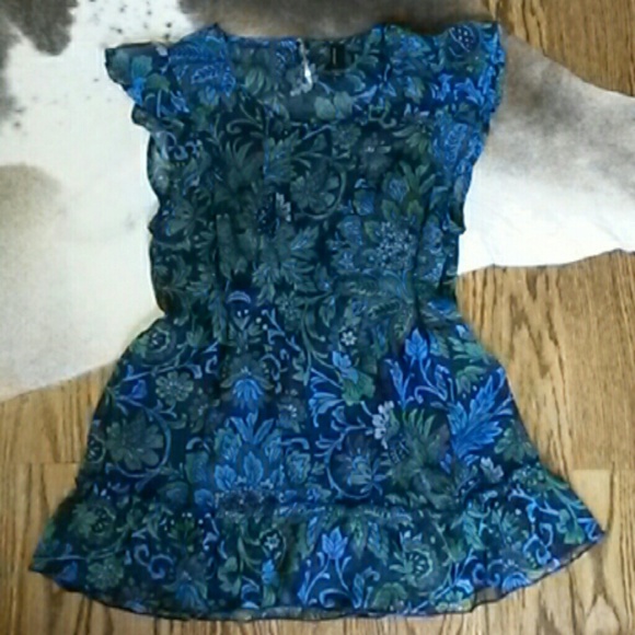 Beautiful blue and green floral blouse