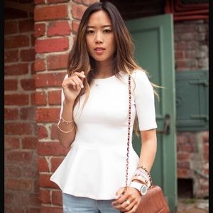 Beautiful white peplum top, never worn! H&M