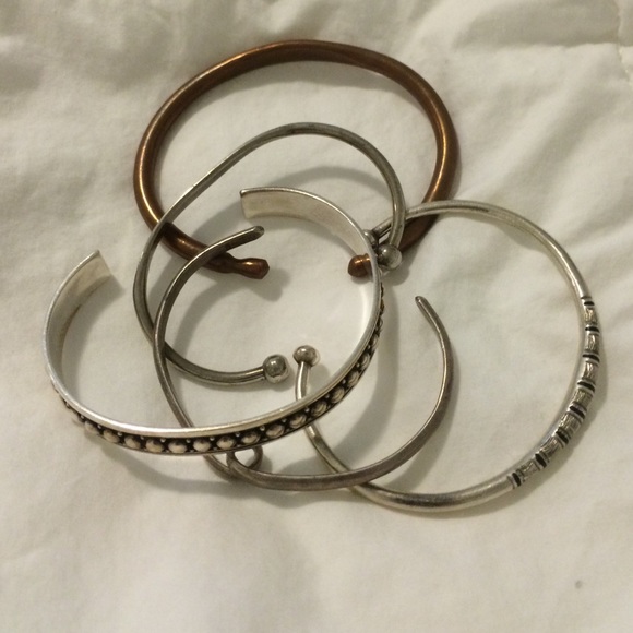 Silver and copper bangles