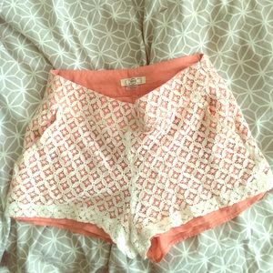 Crotcheted Orange and cream shorts sold