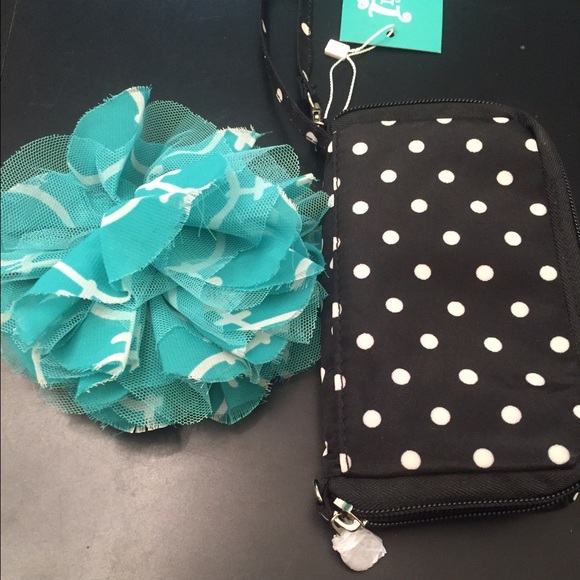 Initials Tech Wallet and Flower Clip