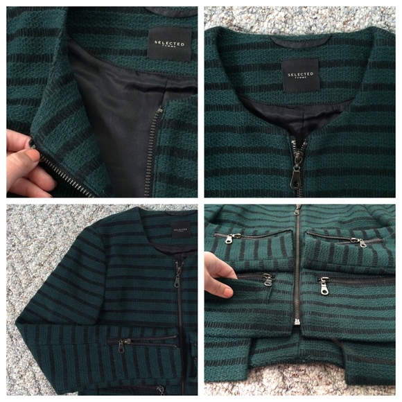 Selected Femme Striped Zip Jacket - Picture 3 of 4